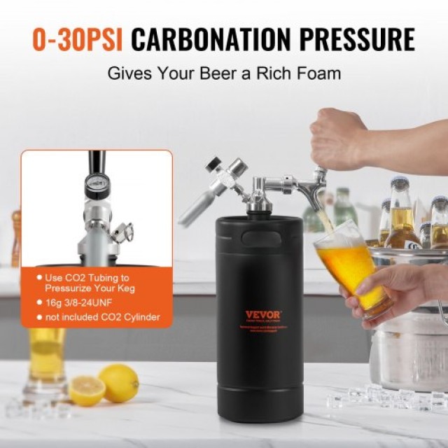 VEVOR Μίνι Μπιραρία Υπό Πίεση 128oz 4L Μαύρο MNPJTHSY128OZBCJQV0