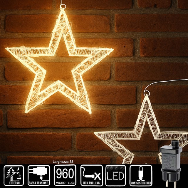BAKAJI Στέλλα Φωτεινή Χριστουγεννιάτικη 3D LED με Θερμό Φως Πλάτος ...