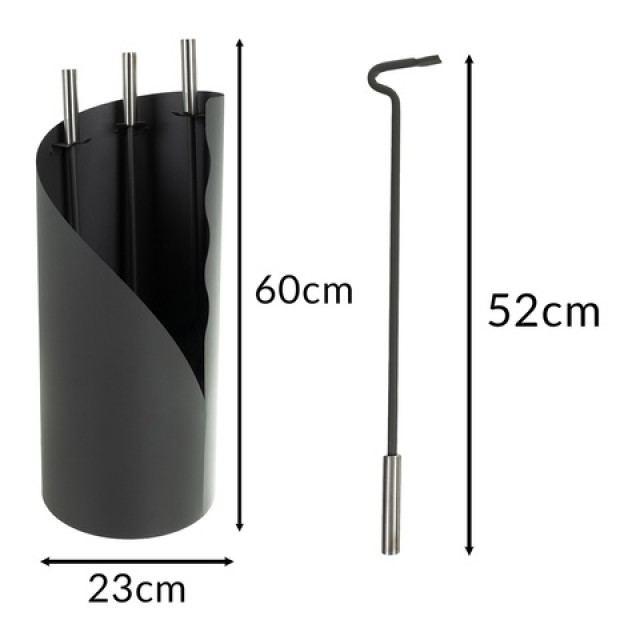 Kaminer Σετ Εργαλείων Τζακιού 4-σε-1 Απόχρωσης Μαύρο 25970