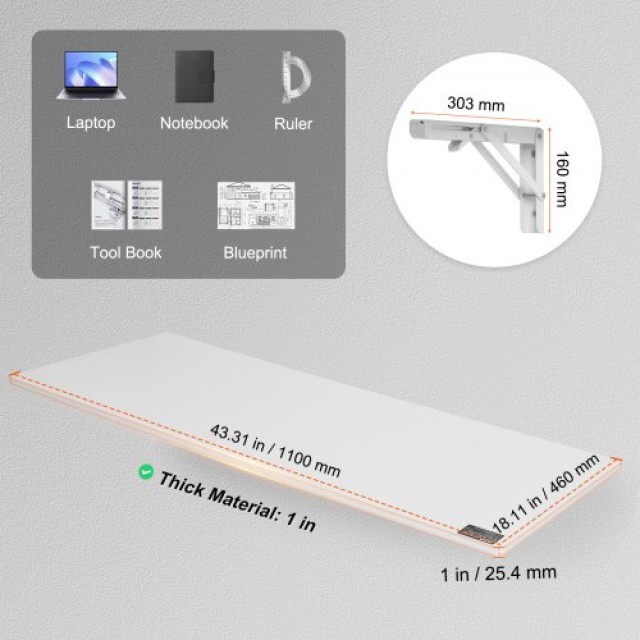Πτυσσόμενο Επιτοίχιο Γραφείο VEVOR 43.31x18.11 in  BGSGZZPMBHB4SIRAJV0