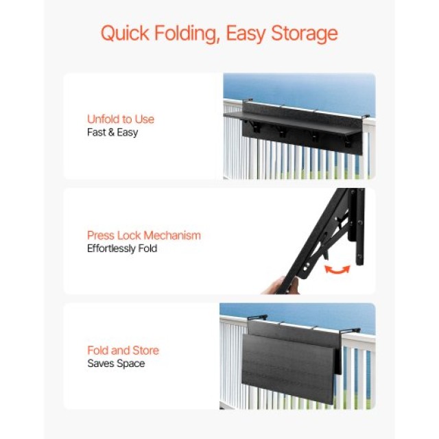 VEVOR Πτυσσόμενο Τραπέζι Μπαλκονιού 12 x 48 ιν. FXGZMZ12INCHJ4NJOV0