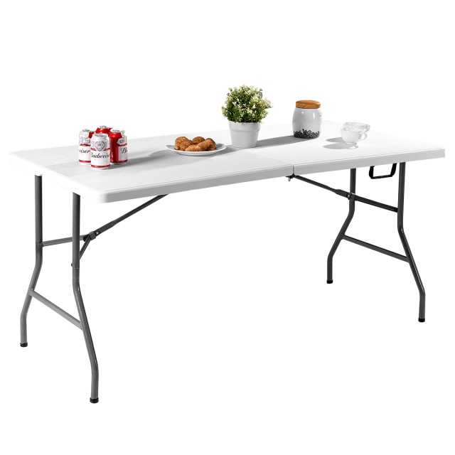 Costway Πτυσσόμενο Τραπέζι Κήπου 153 cm x 74 cm x 74 cm Λευκό  NP11431