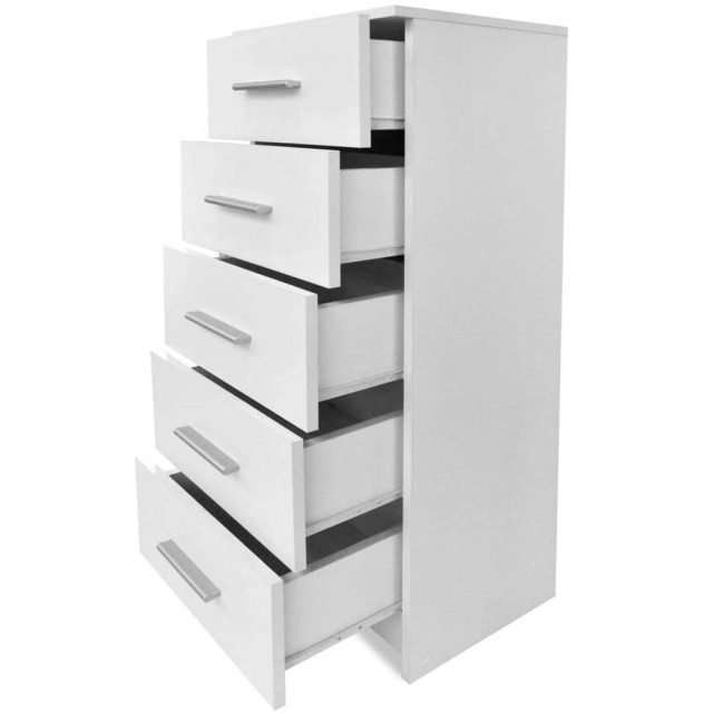 BAKAJI  Κινητό συρταριέρα με 5 συρτάρια σε μοντέρνο σχέδιο λευκό 35...