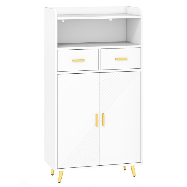 Costway Λευκός Πολυχρηστικός Ντουλάπι με Διπλή Πόρτα και Συρτάρια J...
