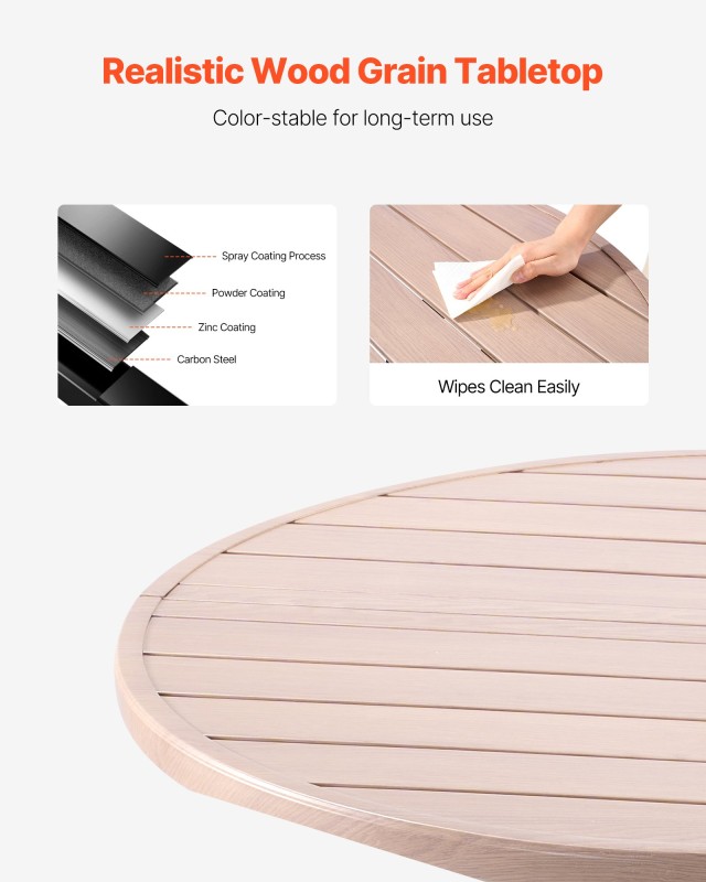 VEVOR Στρογγυλό Τραπέζι Βεράντας 103cm με Τρύπα Ομπρέλας για 4 Άτομ...