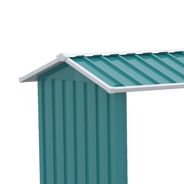 Outsunny Woodshed με γαλβανισμένη ατσάλινη κατασκευή και υπερυψωμένη βάση, 240x 86x160cm, πράσινο 845-835V00GN