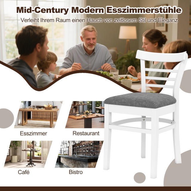 Costway Σετ Ξύλινων Καρεκλών Τραπεζαρίας 2 Τεμαχίων με Τεχνητό Δέρμ...