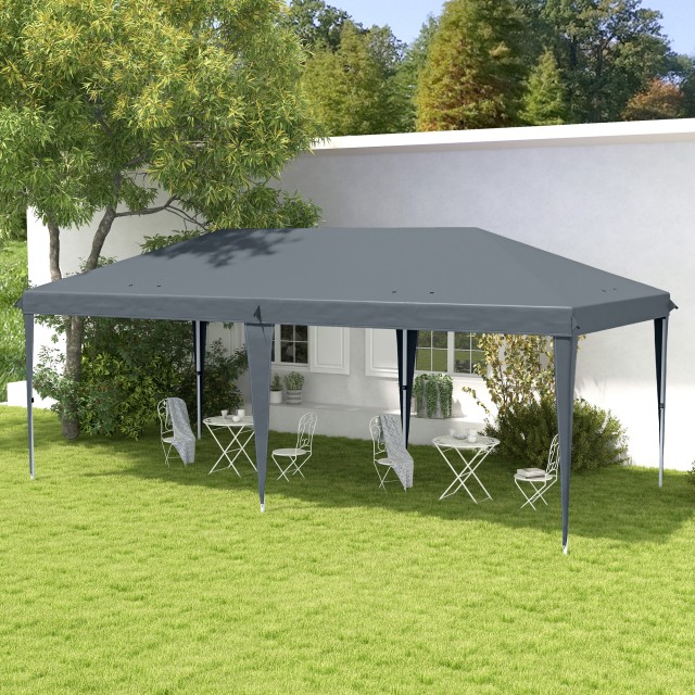 Outsunny  Πτυσσόμενο Κιόσκι Κήπου Pop-up 6x3 m, Σκηνή για Πάρτι με Τσάντα Μεταφοράς, Γκρι  84C-118V03LG