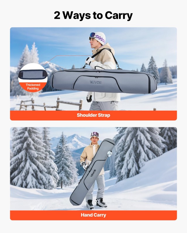 VEVOR Προστατευτική Τσάντα Snowboard 165 cm, Αδιάβροχη με Ενισχυμέν...