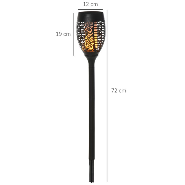 Outsunny  Σετ 4 Εξωτερικά Φωτιστικά LED με Ηλιακή Ενέργεια με 4 Πασάλους, από Πλαστικό, Ø12x72 εκ., Μαύρο  844-261