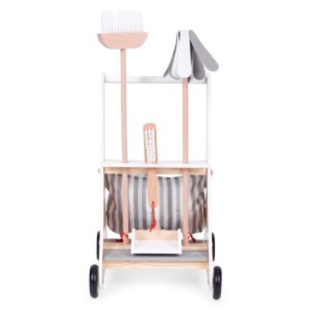 ECOTOYS Ξύλινο σετ καροτσιού καθαρισμού W10D200B