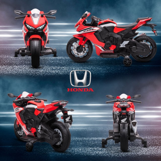 HOMCOM Ηλεκτρική Μοτοσικλέτα για Παιδιά με Άδεια HONDA Επαναφορτιζόμενη Μπαταρία 6V Ταχύτητα 3km/h Κόκκινο 370-227V90RD