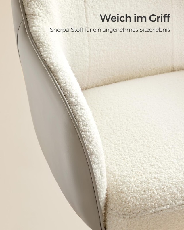 SONGMICS Περιστρεφόμενη Καρέκλα Γραφείου Cappuccino Beige με Sherpa Ύφασμα 60.8x58x86-96cm OBG019W01