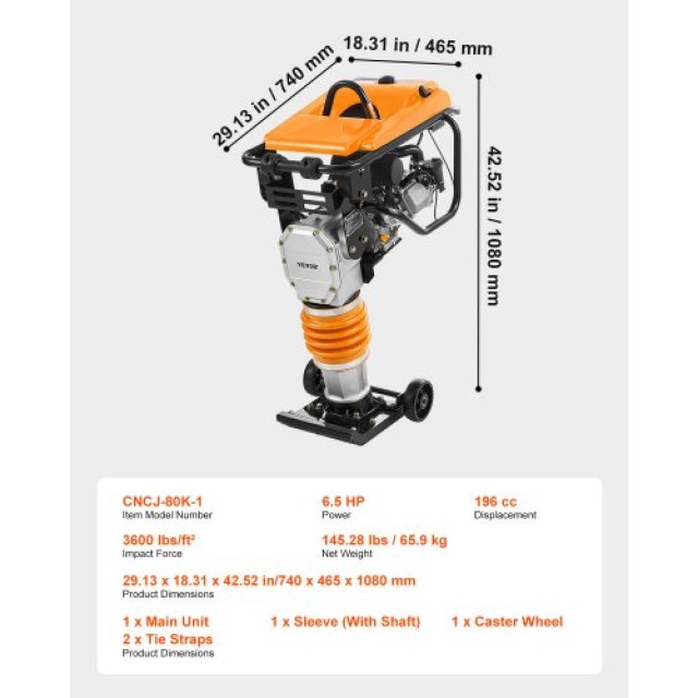 VEVOR Συμπιεστής Δόνησης 6.5 HP 196 cc με Καύσιμο CJHDDH65HPOZQM1Q7V0