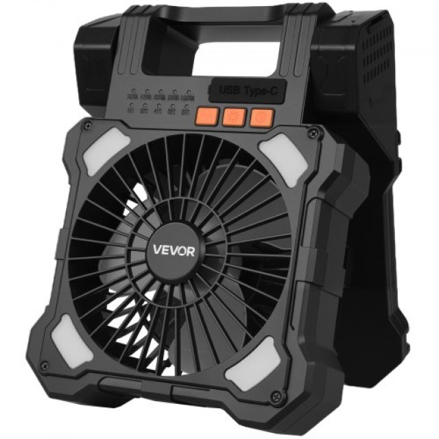 VEVOR Φορητός Ηλιακός Ανεμιστήρας 20000mAh με Φανάρι LED, 5 Ταχυτήτ...