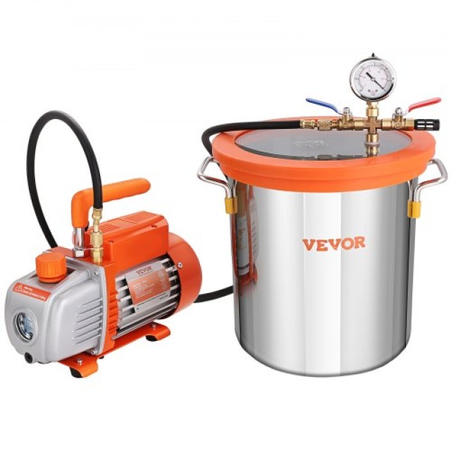 Σετ Θαλάμου Κενού 19L & Αντλίας 3.5 CFM VEVOR, για Σταθεροποίηση Ξύ...