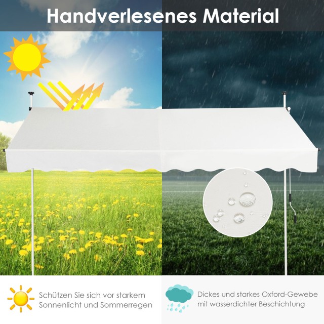 Costway Ρυθμιζόμενη Τέντα με Χειροκίνητη Μανιβέλα, 250 x 120 εκ., Μ...