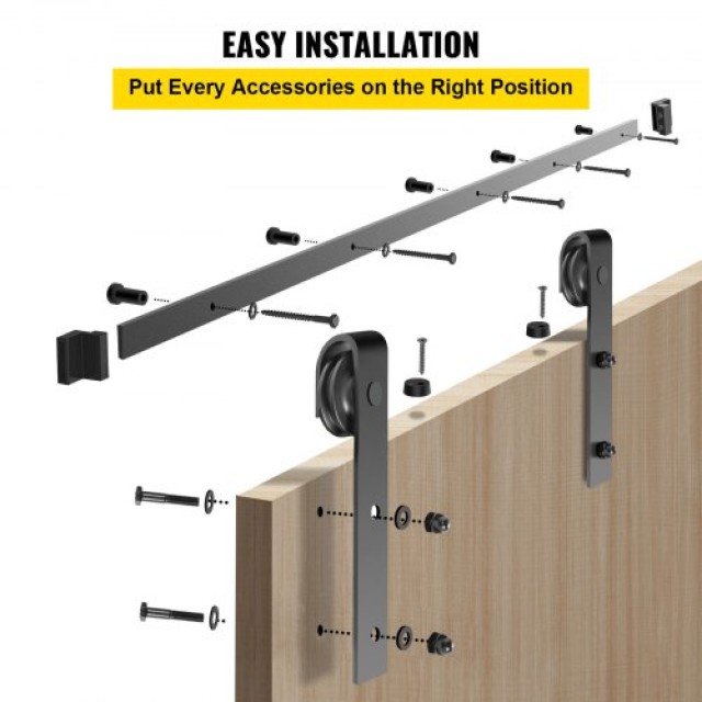 Σετ Συρόμενης Πόρτας VEVOR 12FT, Αντοχή 330LBS, Διπλό Σετ Ανάρτησης, Ανθρακοχάλυβας, Για Πόρτες 1.57-1.77 & 6FT Πλάτος  HDGCDGSMJ12FTLOOQV0