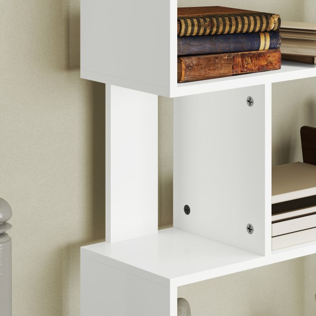 HOMCOM Λευκή Ασύμμετρη Βιβλιοθήκη 80x24x159 cm με 10 Ράφια 836-574V...