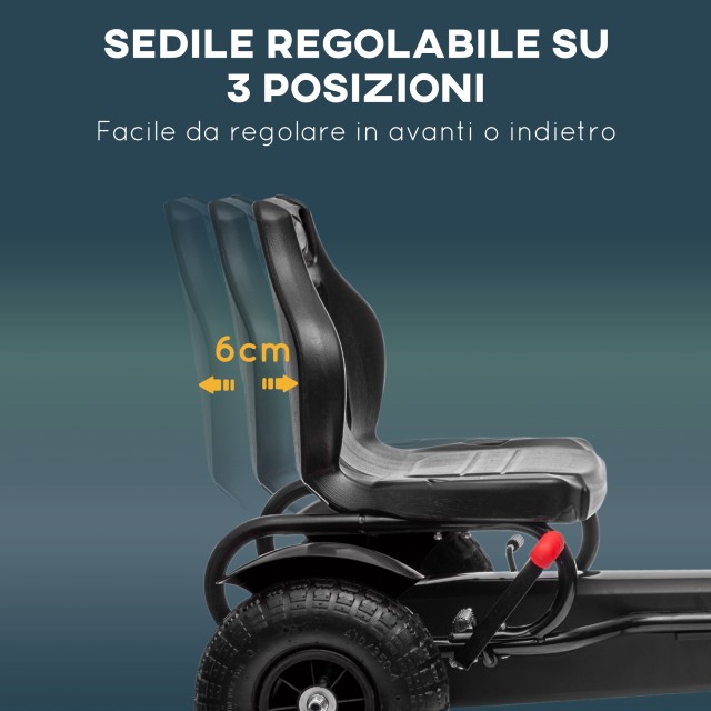 HOMCOM Παιδικό Ποδήλατο Go Kart για Ηλικίες 5-12 Ετών από PP και Μέταλλο σε Μαύρο με Ρυθμιζόμενο Κάθισμα και Χειρόφρενο, 121x58x61 εκ. 370-276V00BK
