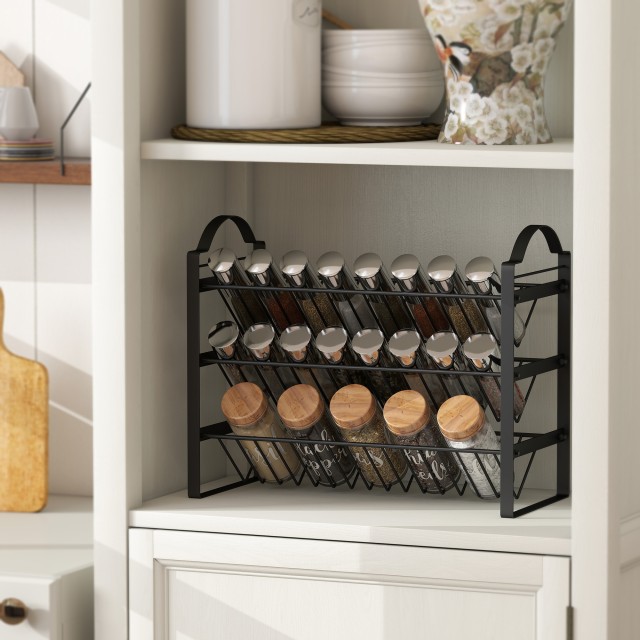 HOMCOM Τριώροφος Οργανωτής για Μπαχαρικά Κουζίνας, Εξοικονομώντας Χ...
