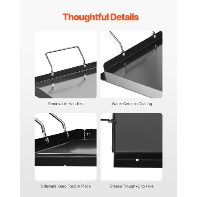 VEVOR Επίπεδη Σχάρα 32x14 Carbon Steel BBQ Grill Pan DCJPTG3214INVTJ16V0