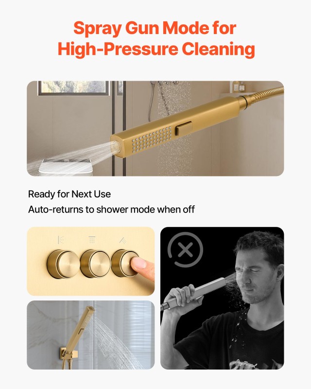 VEVOR Σετ Θερμοστατικής Καταρρακτώδους Ντουζιέρας με Κυκλική Κεφαλή...