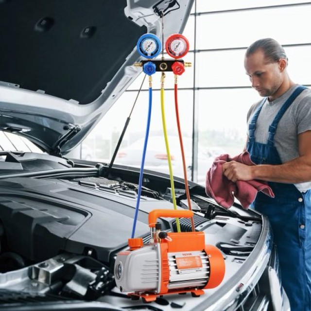VEVOR Αντλία Κενού 1/5 HP 3.5 CFM & Σετ Μετρητών για Κλιματιστικά R...