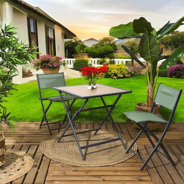 Home Deco Factory Μαύρο Μεταλλικό Πτυσσόμενο Τραπέζι με Επιφάνεια α...