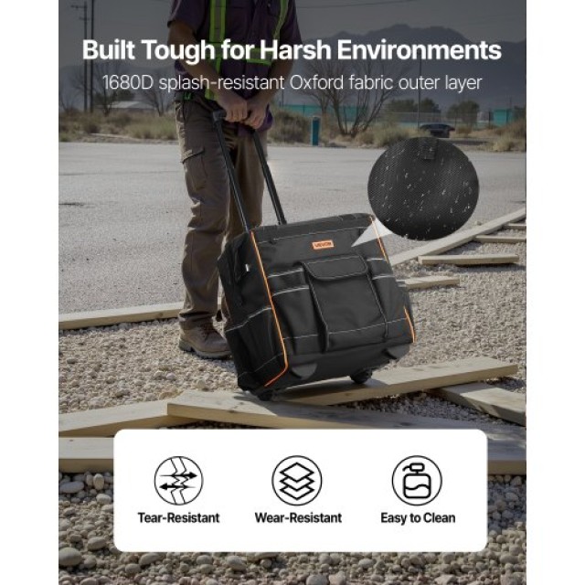 VEVOR Τσάντα Εργαλείων με Ροδάκια και 25 Θήκες Βαρέως Τύπου GLGJD15...