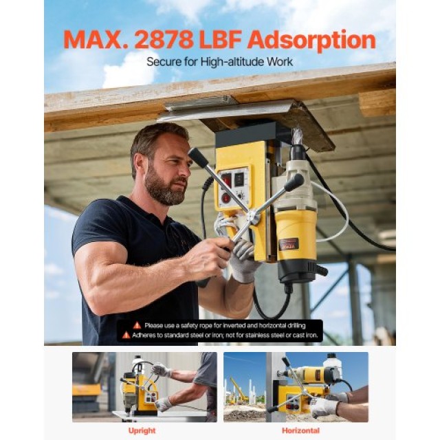 VEVOR Μαγνητικό Δράπανο 1400W 2in 6 Μύτες Κίτρινο CLZJP6JT50MM91ULEV2