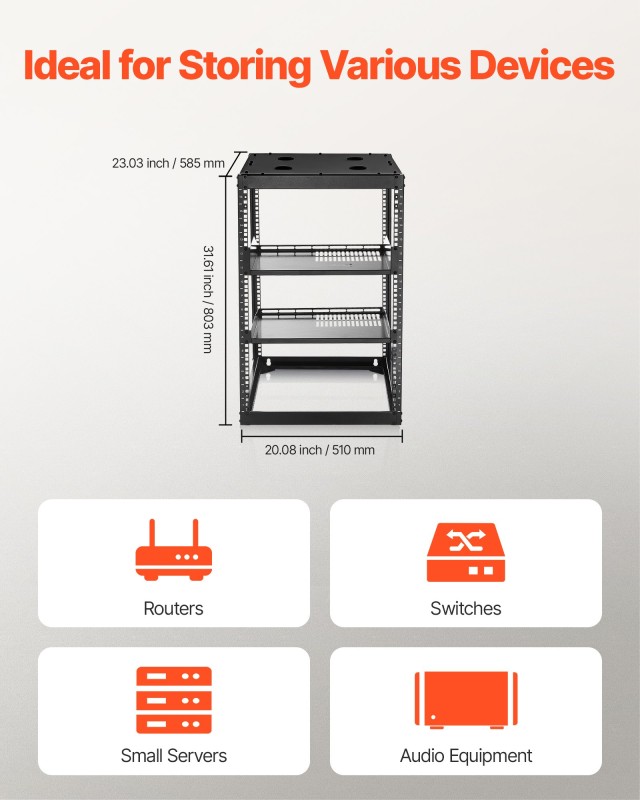 VEVOR Ανοιχτό Κάδρο Δικτυακή Ράφι 16U, Βάθος 585 mm, Βάρος Αντοχής ... VEVOR Ανοιχτό Κάδρο Δικτυακή Ράφι 16U, Βάθος 585 mm, Βάρος Αντοχής ...