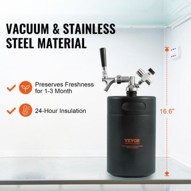 VEVOR  Μίνι Κεγ Βύθισης Μπύρας 5L Μαύρο  MNPJTHSY170OZOM8VV0