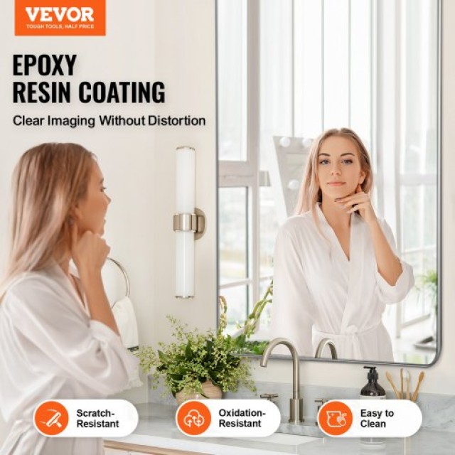 VEVOR  Τετράγωνος Καθρέφτης Τοίχου 32 x 72 με Πλαίσιο Αλουμινίου JXJ3272INCHBFOWFCV0