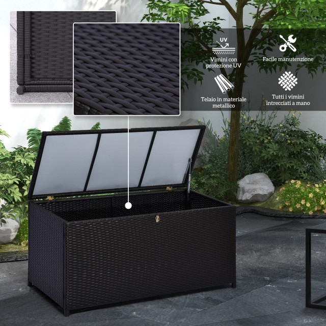 Outsunny Μπαούλο 284L Εξωτερικού Χώρου, PE Rattan & Ατσάλι, 118x54x...