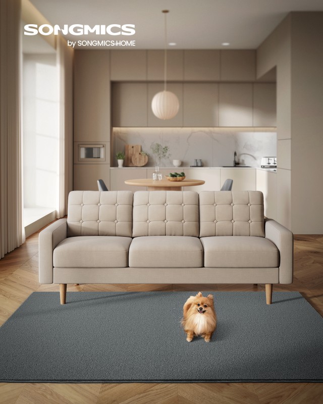Χαλί SONGMICS 160x230 εκ., Αντιολισθητικό, Πλενόμενο, Μοντέρνο, Γκρι 