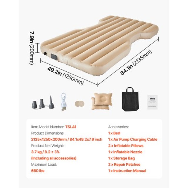 VEVOR Φουσκωτό Στρώμα Αυτοκινήτου για Μοντέλο Y - Άνεση & Πρακτικότ... VEVOR Φουσκωτό Στρώμα Αυτοκινήτου για Μοντέλο Y - Άνεση & Πρακτικότ...