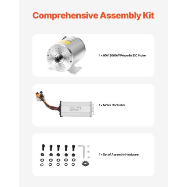VEVOR Σετ Ηλεκτρικού Κινητήρα 2000W Brushless DC 60V 4500rpm με Αναβαθμισμένο Ελεγκτή ZLWSDJTJ2000DDB9UV9