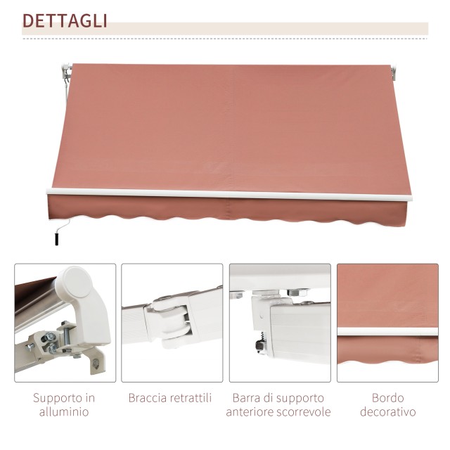 Outsunny Outsunny Outdoor Sun Shade Roller Blind Metal and Aluminium, 395x245cm, Rust Red 840-151CF