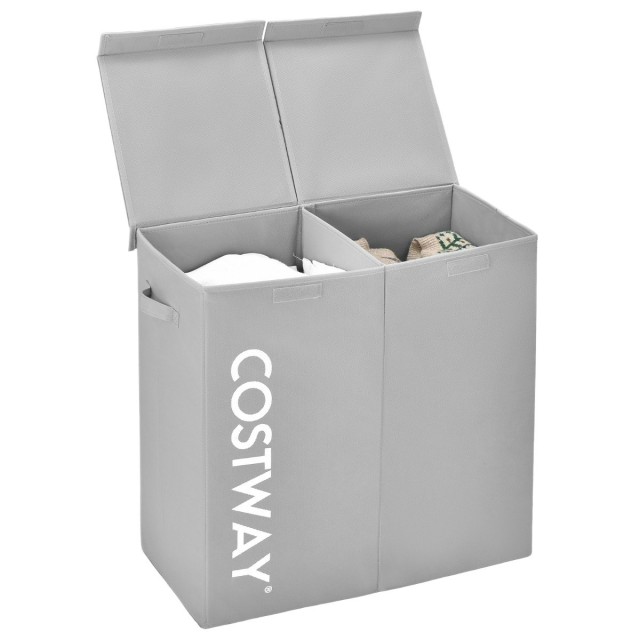 Costway Διαχωριστικός Καλάθι Απλύτων 115L με Καπάκι & Λαβές, Γκρι J...