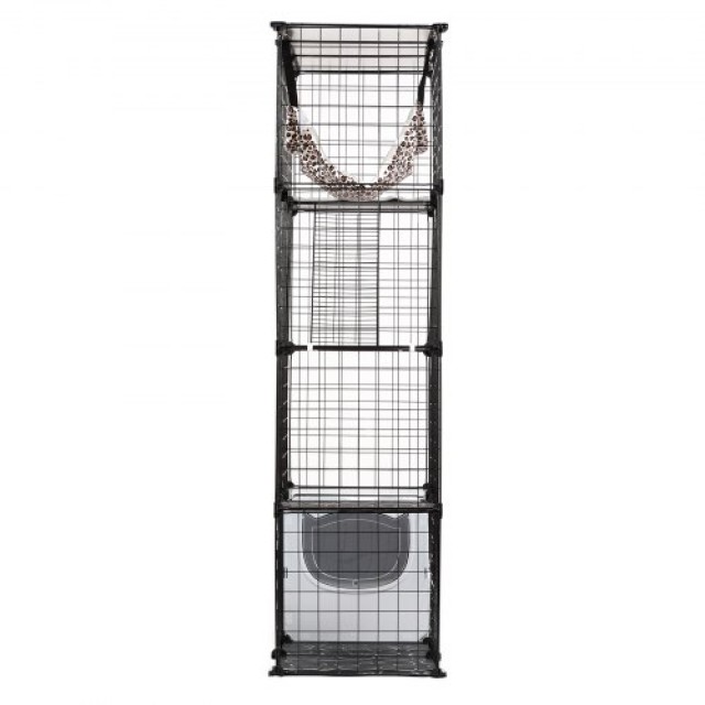 VEVOR  Μεγάλο 4-επίπεδο Κλουβί Γάτας 41 x 14 x 55 Μεταλλικό με Αιώρα PJSMBSL41W18RMZW7V0