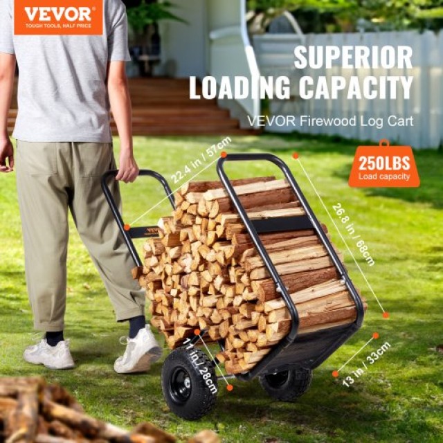 Καρότσι Καυσόξυλων VEVOR, 250 lbs, Μαύρο  DCCH43XH27XWYTWGDV0