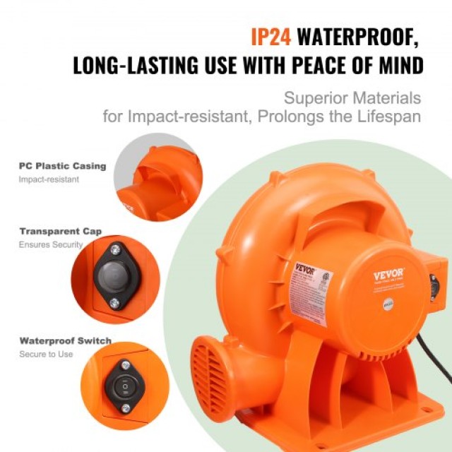 VEVOR Φυσητήρας για Φουσκωτό Κάστρο 900W 550 m³/h  QMFJD950W221M7H2LV2