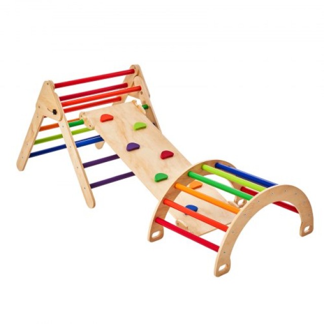 VEVOR Ξυλινά Αναρριχητικά Παιχνίδια 5 σε 1 Montessori με Τρίγωνη Ράμπα και Επιφάνεια Αναρρίχησης SJTZSJTCSLM0EPNJ6V0