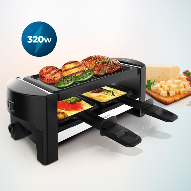 CECOTEC  Μηχανή Raclette Cheese&Grill 3200 για 2 Άτομα με Grill 320W, Ανοξείδωτη Κατασκευή και Αντικολλητική Πλάκα Ψησίματος  CEC-03264