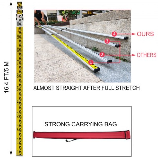 Αλουμινένιο Τρίποδο & Ράβδος 5μ για Laser/Dumpy Επίπεδο 1.65μ  SJJ+...