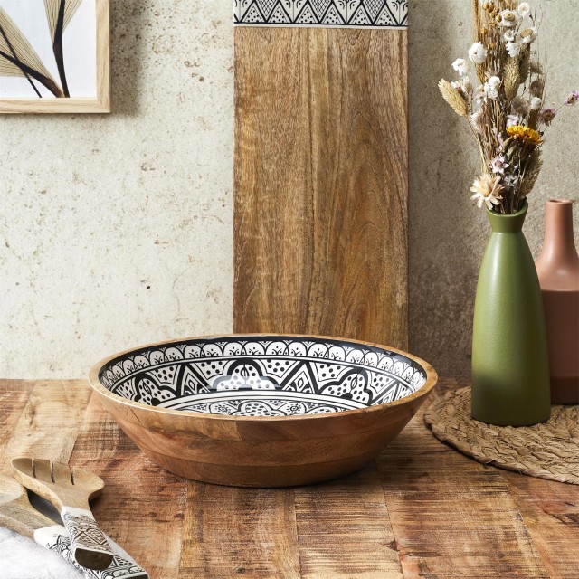 Μπολ από Ξύλο Μάνγκο Dune Μαύρο – 33cm KA0571 Home Deco Factory