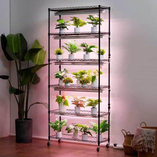 VEVOR  Ράφι Φυτών με Φώτα Ανάπτυξης 6 Επιπέδων 150W 180cm Ύψος GNZW...