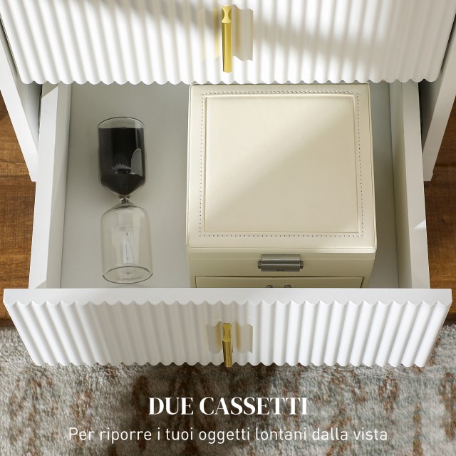 HOMCOM Κομοδίνο με 2 Συρτάρια από Ξύλο με Λαβές και Μεταλλικά Πόδια...