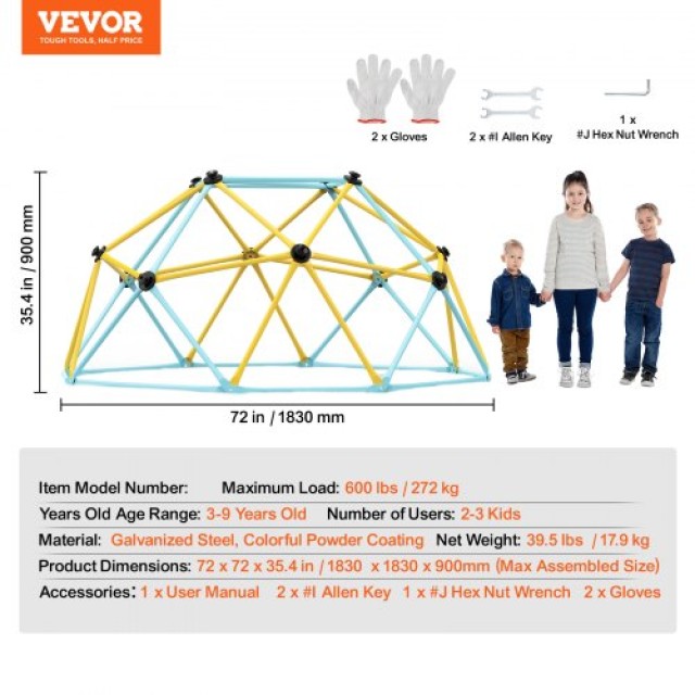 Παιδικός Θόλος Αναρρίχησης VEVOR 6FT για 3-9 Ετών  JHPDYX6FTWPJPTVU2V0